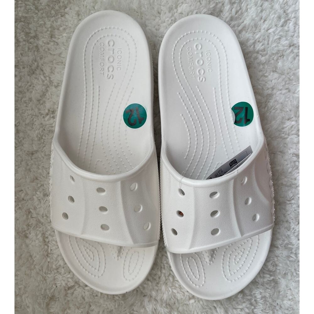 Crocs White Baya II Slide Sandals Size M10/W12 NEW Slip-On Lightweight Unisex